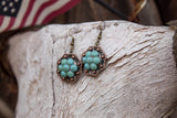 1" Copper Octagon Berry Concho Earrings - Turquoise