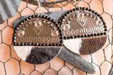 Copenhagen Silver Lid Earrings - Black and White Cowhide - Dally Down Designs
