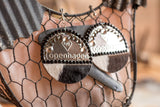 Copenhagen Silver Lid Earrings - Black and White Cowhide - Dally Down Designs