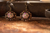 1" Copper Octagon Berry Concho Earrings - Crystal AB