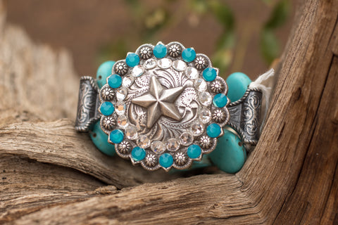 Custom Concho Bracelet with Turquoise Cross Beads