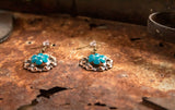 1" Copper Berry Concho Earrings - Caribbean Blue Opal