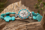 Custom Concho Bracelet with Turquoise Cross Beads