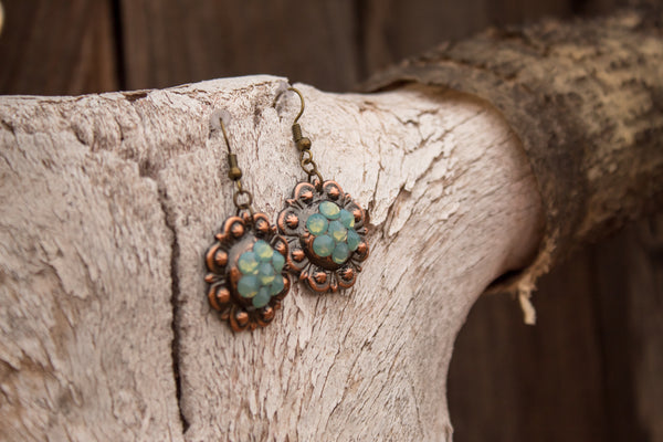 1" Copper Berry Concho Earrings - Pacific Opal