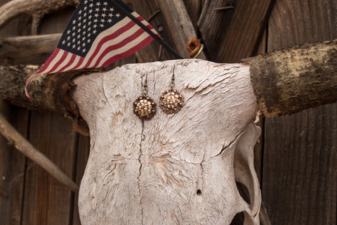 3/4" Shiny Silver Concho Earrings - Cobalt Blue