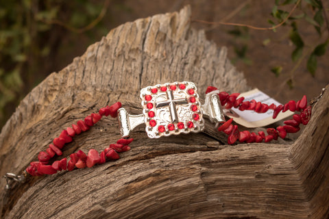 Custom Concho Bracelet with Pink Beads