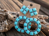 Burnished Silver Turquoise Western Semi Stone Clip On Earring