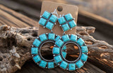 Burnished Silver Turquoise Western Semi Stone Clip On Earring