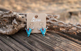 Burnished Silver and Turquoise Bull Head Earring