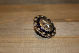 1 3/4" Custom Antique Silver Star Concho - Purple Velvet and Crystal Volcano