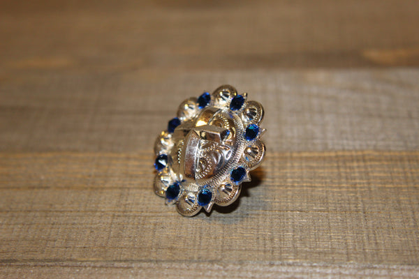 1 1/2" Custom Shiny Silver Cross Concho - Capri Blue