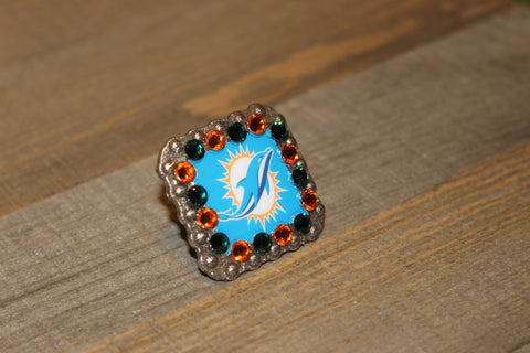 1 3/8" Custom Picture Concho - Miami Dolphins