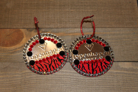 Copenhagen Silver Lid Earrings - Red Zebra - Dally Down Designs