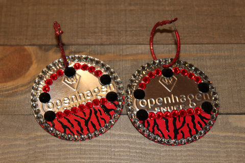 Copenhagen Silver Lid Earrings - Red Zebra - Dally Down Designs