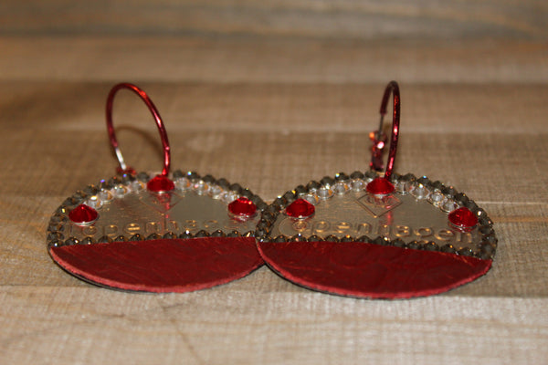 Copenhagen Silver Lid Earrings - Light Red Gator - Dally Down Designs