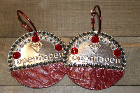 Copenhagen Silver Lid Earrings - Light Red Gator - Dally Down Designs