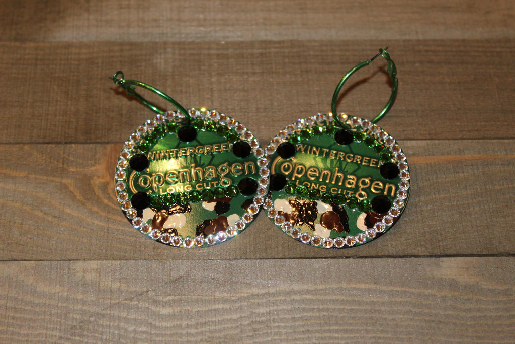 Copenhagen Green Lid Earrings - Camo Print - Dally Down Designs