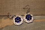 3/4" Shiny Silver Concho Earrings - Cobalt Blue