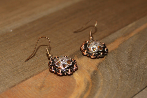 3/4" Copper Concho Earrings - Crystal