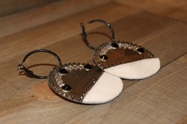 Copenhagen Silver Lid Earrings - White Cowhide - Dally Down Designs