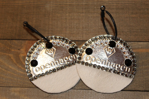 Copenhagen Silver Lid Earrings - White Cowhide - Dally Down Designs