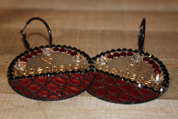 Copenhagen Silver Lid Earrings - Dark Red Gator - Dally Down Designs