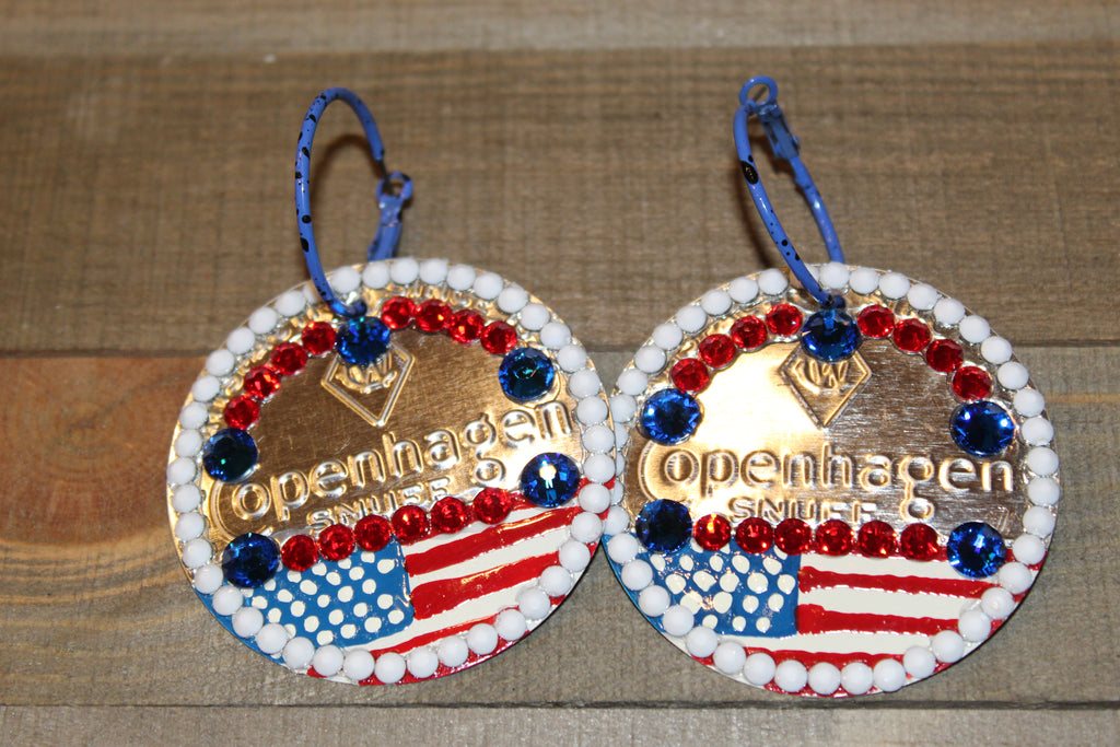 Copenhagen Silver Lid Earrings - American Flag - Dally Down Designs