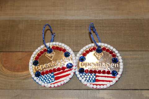 Copenhagen Silver Lid Earrings - American Flag - Dally Down Designs