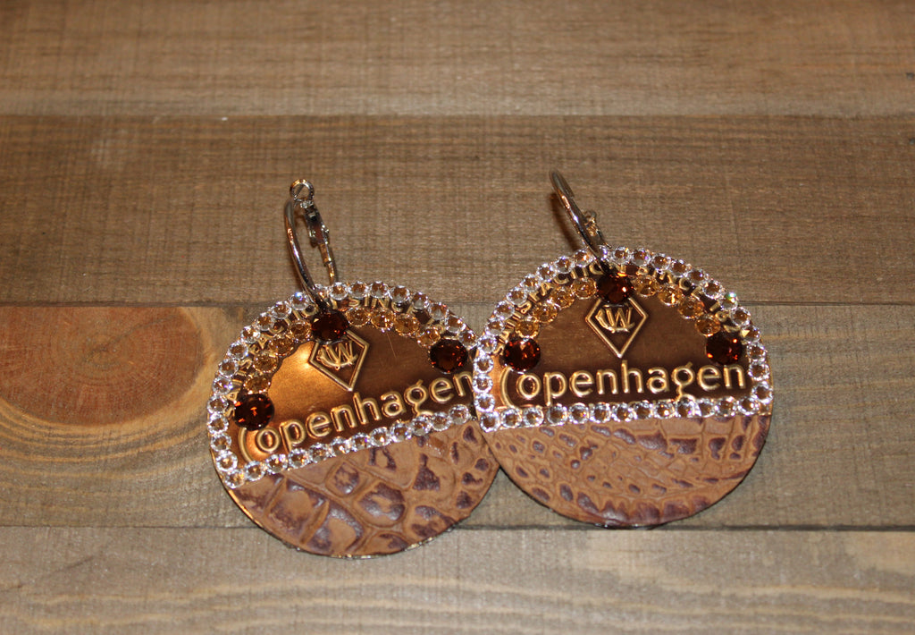 Copenhagen Gold Lid Earrings - Light Brown Gator - Dally Down Designs