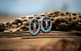 Turquoise Western Feather Semi Precious Stone Earrings