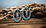 Turquoise Western Feather Semi Precious Stone Earrings