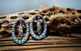 Turquoise Western Feather Semi Precious Stone Earrings