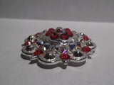 1 3/4" Custom Shiny Silver Berry Concho - Indian Pink with Crystal AB Center