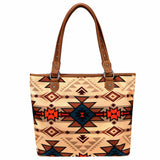 Aztec Canvas Tote Bag - Brown