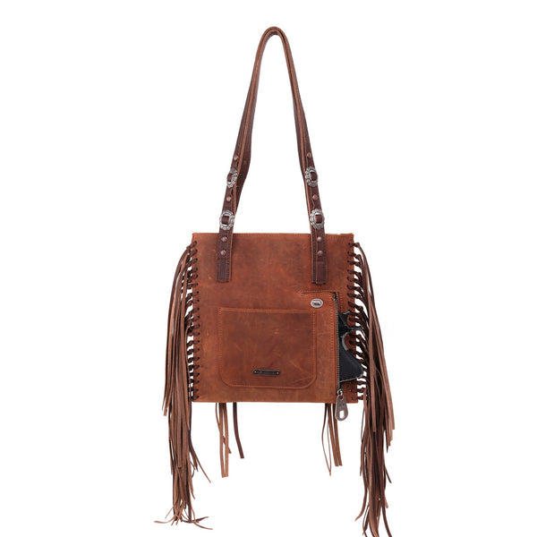 Boho Fringe Distressed Leather Handbag