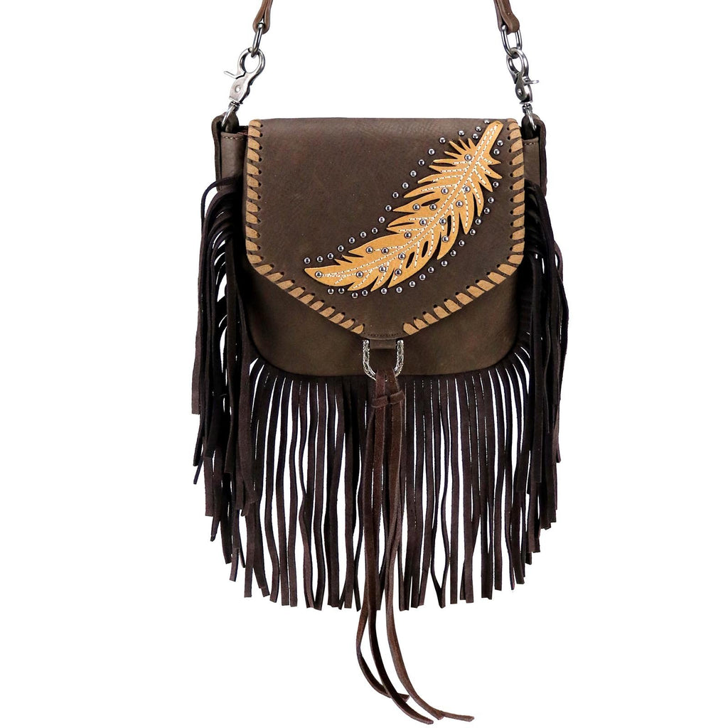 Montana West Real Leather Fringe Crossbody