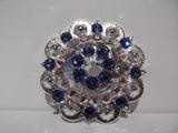 1 3/4" Custom Shiny Silver Berry Concho - Sapphire with Crystal AB Center