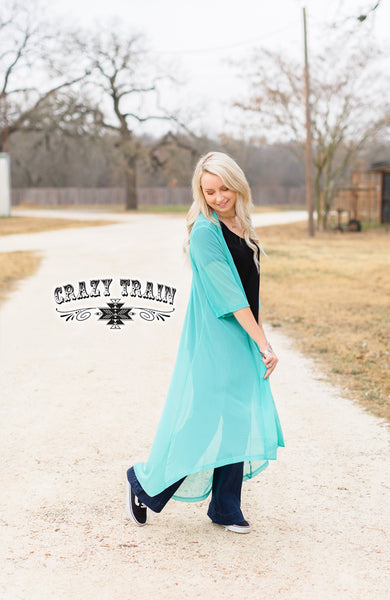 Short Round Duster - Turquoise