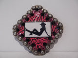 2 1/4" Custom Picture Concho - Zebra Mud Flap Girl