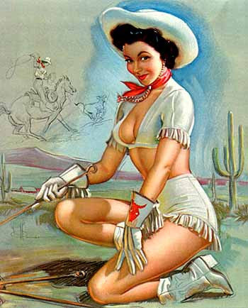 1 3/8" Custom Picture Concho - Munson Pin Up Cowgirl