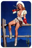 1 3/8" Custom Picture Concho - Pin Up Cowgirl In White Outfit