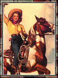 1 3/8" Custom Picture Concho - Cowgirl and Paint Horse