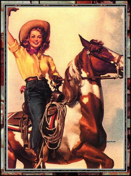 1 3/8" Custom Picture Concho - Cowgirl and Paint Horse