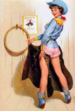 1 3/8" Custom Picture Concho - Pin Up Cowgirl With Chinks